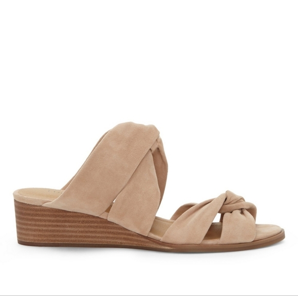 Lucky Brand Rhilley Laguna Brown Suede Wedge Heels Knotted Sandals 5.5 with Box - Picture 2 of 10